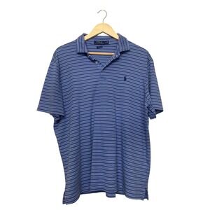 Polo‎ Ralph Lauren Mens Classic Fit Striped Short Sleeve Polo Shirt Blue Large